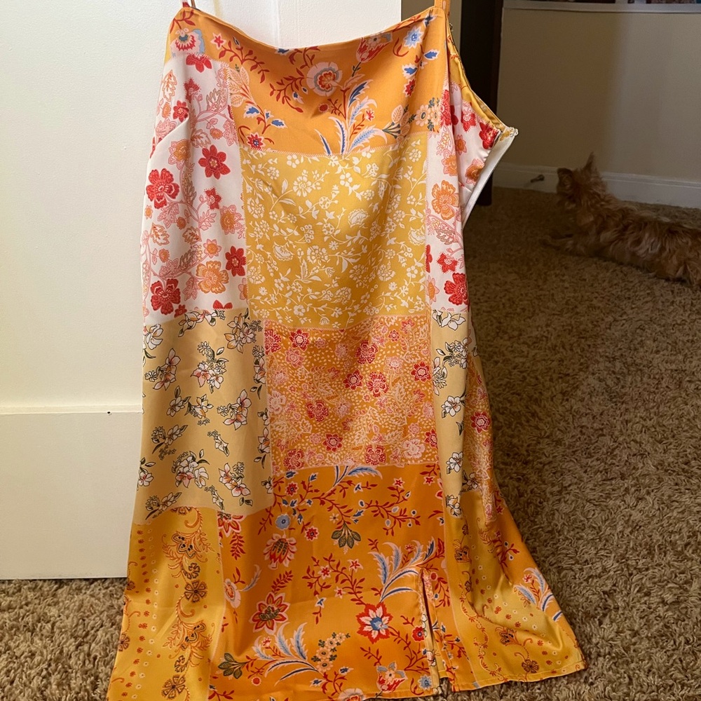 Yellow slip dress